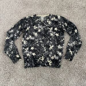 Vintage‎ Gap Italian Merino Wool Cardigan Sweater Black/Gray/Off White Women's M